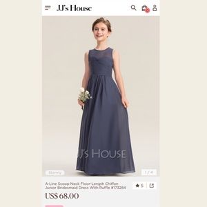 A-Line Scoop Neck Floor-Length Chiffon Junior Bridesmaid Dress With Ruffle